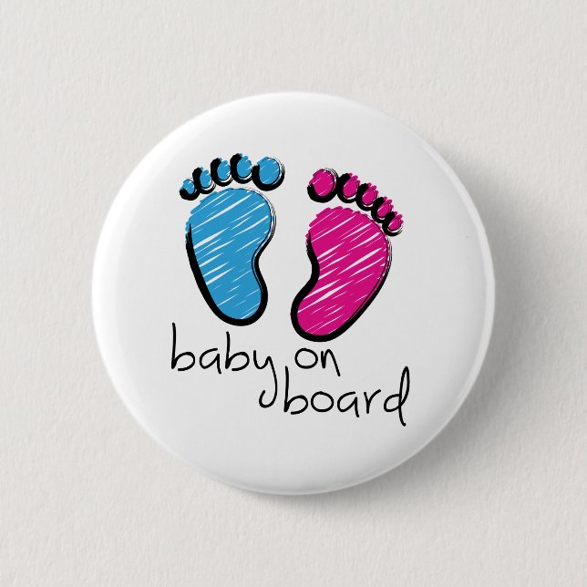 Badge Rond 5 Cm Slogan baby on board - bébé ou fille (Devant)