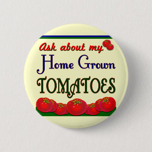 Badge Rond 5 Cm Slogan du jardin de tomates cultivé à la maison