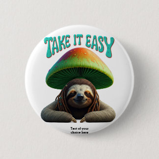 Badge Rond 5 Cm Sloth Boho Hippie personnalisé Hippie