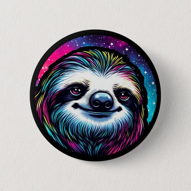 Badge Rond 5 Cm Sloth cosmique (Devant)