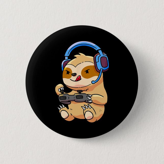 Badge Rond 5 Cm Sloth Gaming Sloths Video Game Gig (Devant)