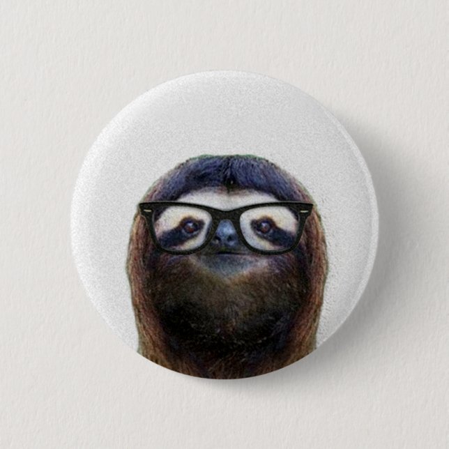 Badge Rond 5 Cm Sloth geek (Devant)