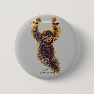 Badge Rond 5 Cm Sloth Hanging Out Thunder_Cove