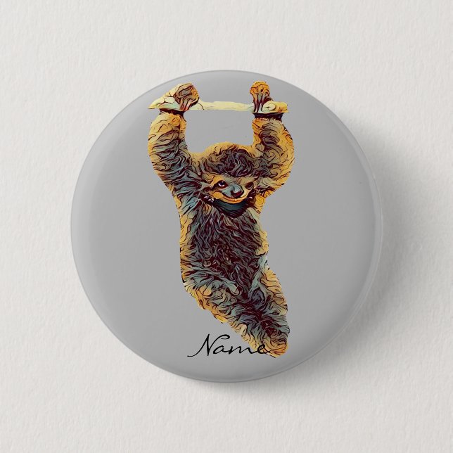 Badge Rond 5 Cm Sloth Hanging Out Thunder_Cove (Devant)