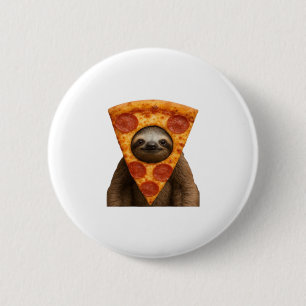 Badge Rond 5 Cm Sloth pizza drôle bizarre blank mème mignon joyeux