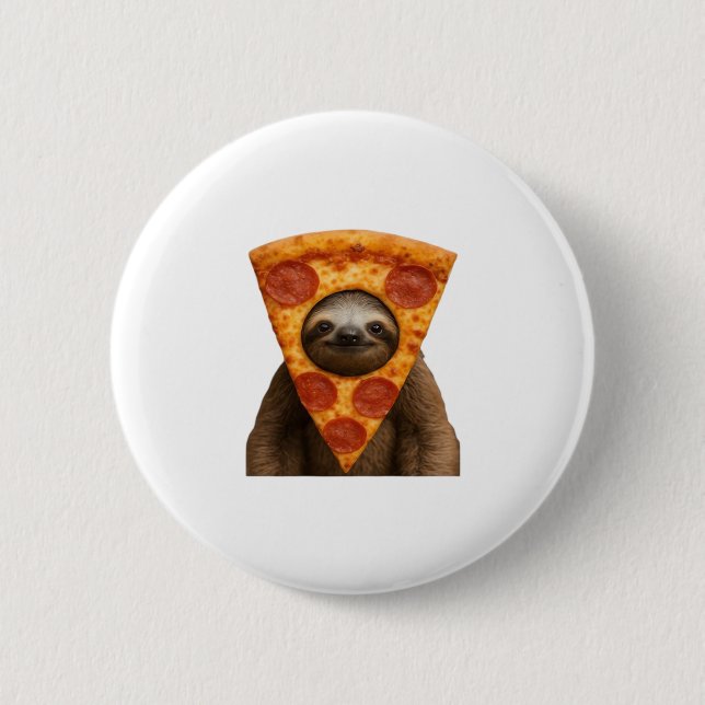 Badge Rond 5 Cm Sloth pizza drôle bizarre blank mème mignon joyeux (Devant)