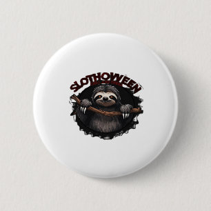 Badge Rond 5 Cm Slothoween Chill And Thrill - Déplaisant Sloth Cla