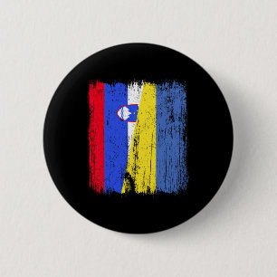 Badge Rond 5 Cm Slovénie Ukraine Demi-Drapeau Slovène Ukrainien Hé