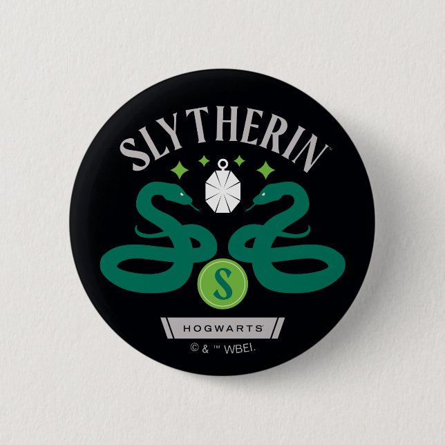 Badge Rond 5 Cm SLYTHERIN™ House Double Snake Locket Graphique (Devant)
