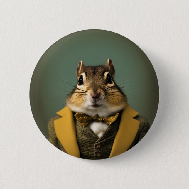 Badge Rond 5 Cm Smart Chipmunk (Devant)