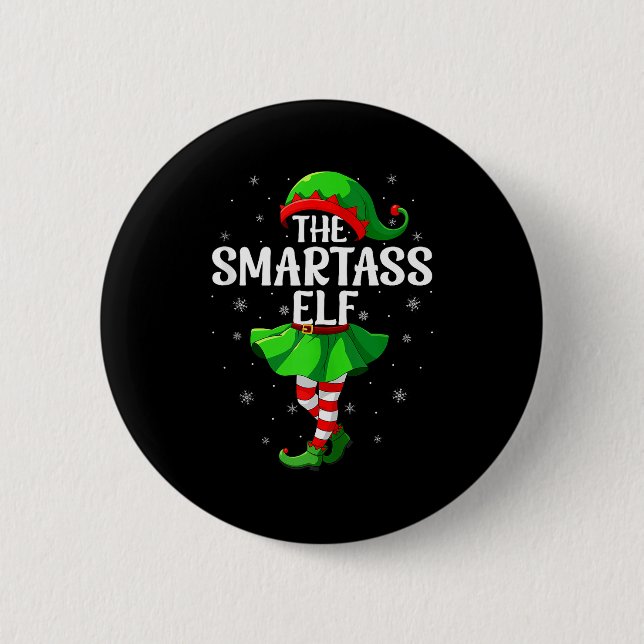 Badge Rond 5 Cm Smart Elf Christmas Girls Women Elf Squad Xmas Fam (Devant)