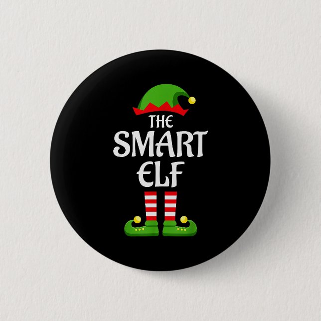 Badge Rond 5 Cm Smart Elf Family Matching Group Christmas  (Devant)