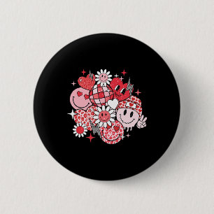 Badge Rond 5 Cm Smile Face Valentines Day Vibes Léopard Flower Gro