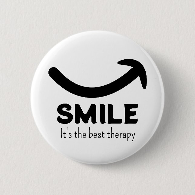 Badge Rond 5 Cm Smile It's The Best Therapy Button (Devant)
