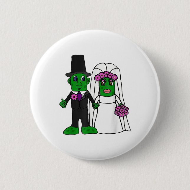 Badge Rond 5 Cm Smiletodaytees Funny Pickle Mariée Et Groom Weddin (Devant)