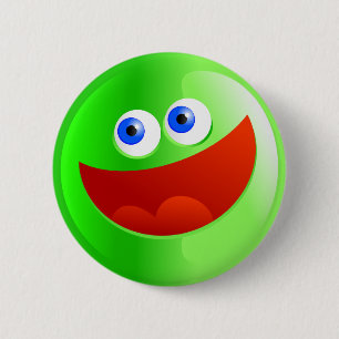 Badge Rond 5 Cm Smilie vert heureux