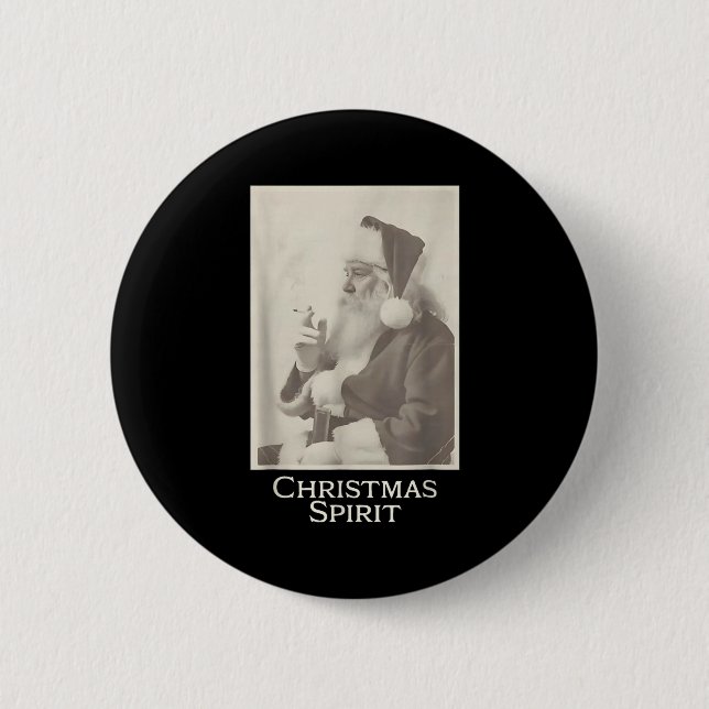 Badge Rond 5 Cm Smoking Santa, Funny Christmas Srit  (Devant)