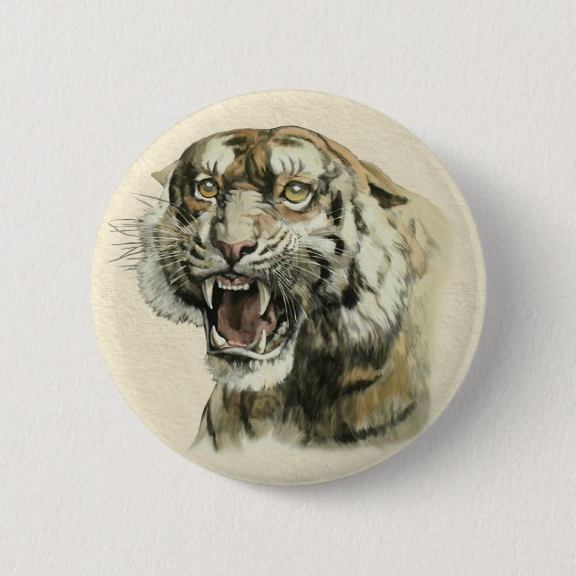 Badge Rond 5 Cm Snarling Tiger (Devant)