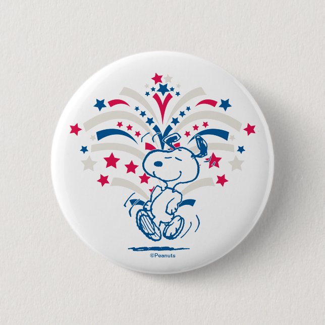 Badge Rond 5 Cm Snoopy 4 juillet Danse (Devant)