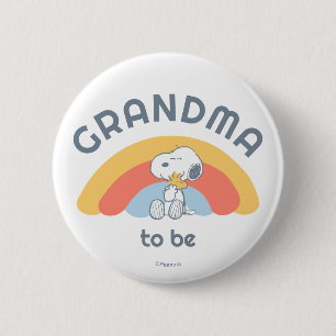 Badge Rond 5 Cm Snoopy Baby shower Grand-père à être