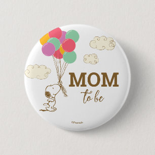 Badge Rond 5 Cm Snoopy et ballons Baby shower Maman à être