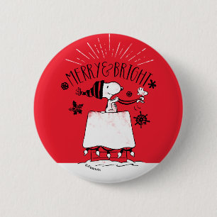Badge Rond 5 Cm Snoopy et Woodstock - Joyeux et lumineux