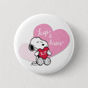 Badge Rond 5 Cm Snoopy Hugs & Kisses
