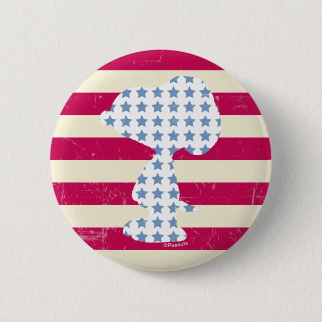 Badge Rond 5 Cm Snoopy Vintage Stars & Stripes (Devant)