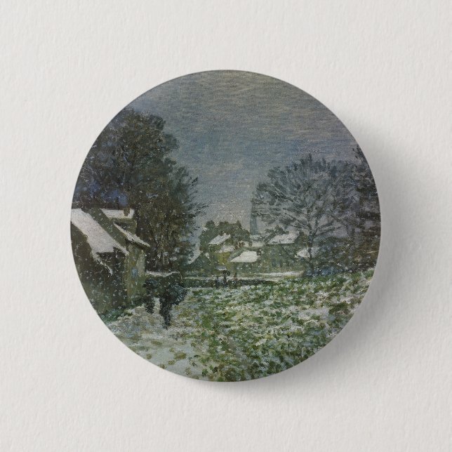 Badge Rond 5 Cm Snow at Argenteuil par Claude Monet (Devant)