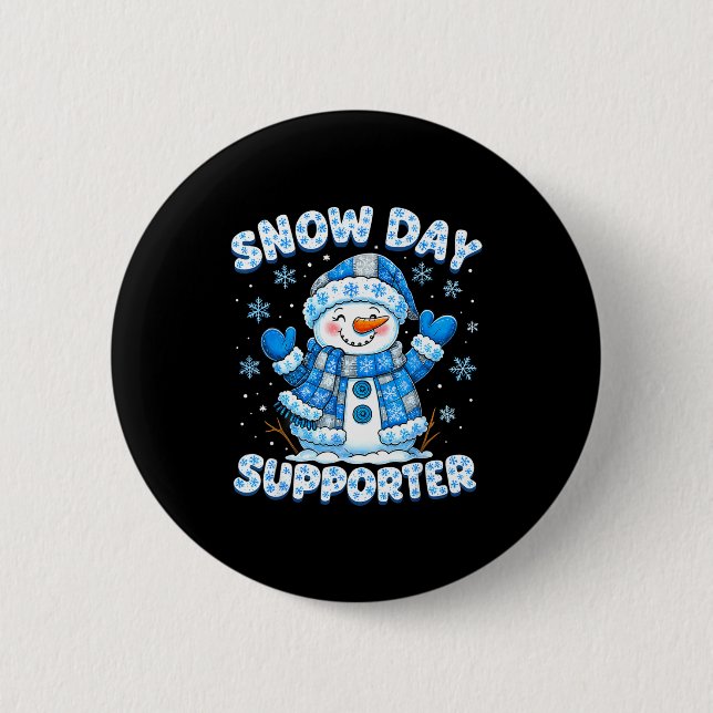 Badge Rond 5 Cm Snow Day Suprter Cute Snowman Snowflake Christmas  (Devant)