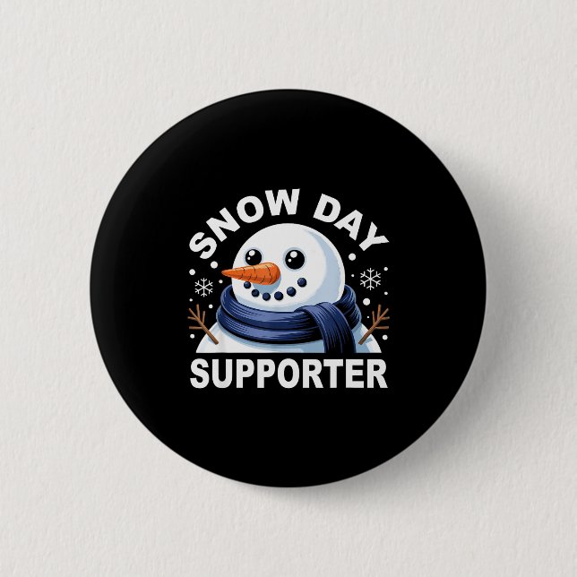Badge Rond 5 Cm Snow Day Suprter Fun Snowman Design For Winter Lov (Devant)