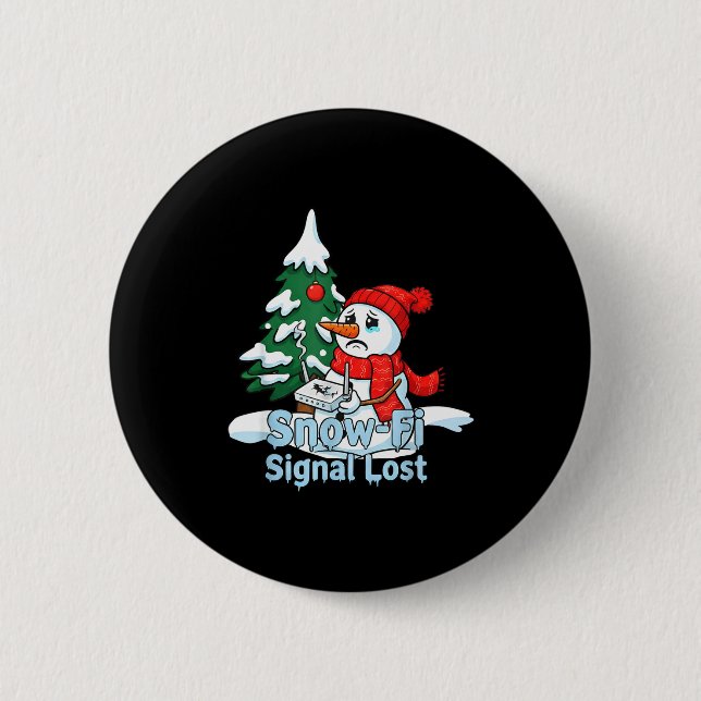 Badge Rond 5 Cm Snow-fi Signal Lost Funny Snowman Christmas Art  (Devant)