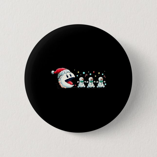 Badge Rond 5 Cm Snow Man Xmas Tee Snowman Gamer  (Devant)