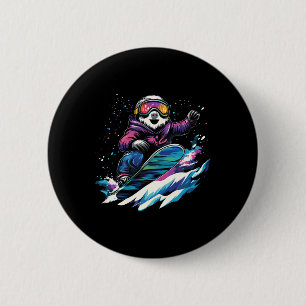 Badge Rond 5 Cm Snowboard Animaux - Parcours Sur Un Snowboard Snow