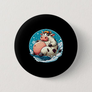 Badge Rond 5 Cm Snowboard de vache bien nourri