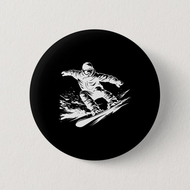 Badge Rond 5 Cm Snowboard Dessin Snowboard Slope (Devant)