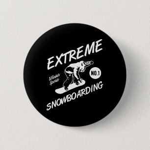Badge Rond 5 Cm Snowboard Extreme Snowboard Sports d'hiver Sno
