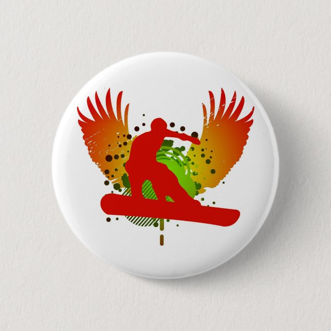Badge Rond 5 Cm snowboard. hi-fi. v1. (Devant)
