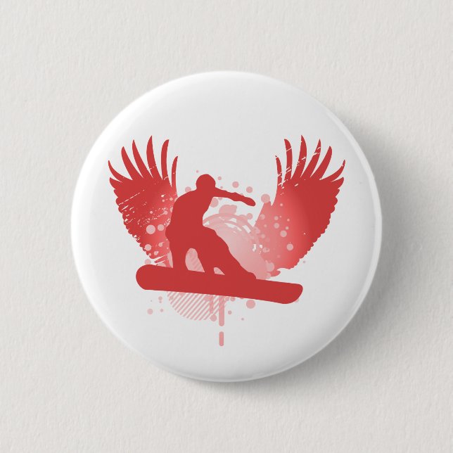 Badge Rond 5 Cm snowboard. hi-fi. v1. (Devant)