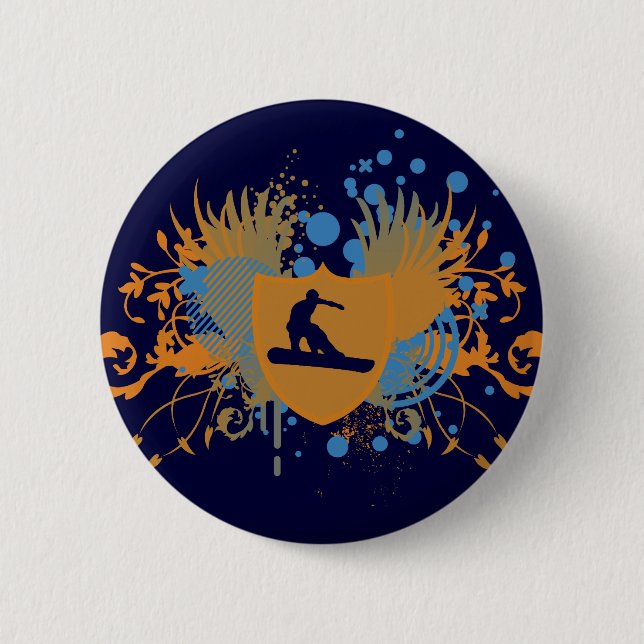 Badge Rond 5 Cm snowboard. hi-fi. v3. (Devant)