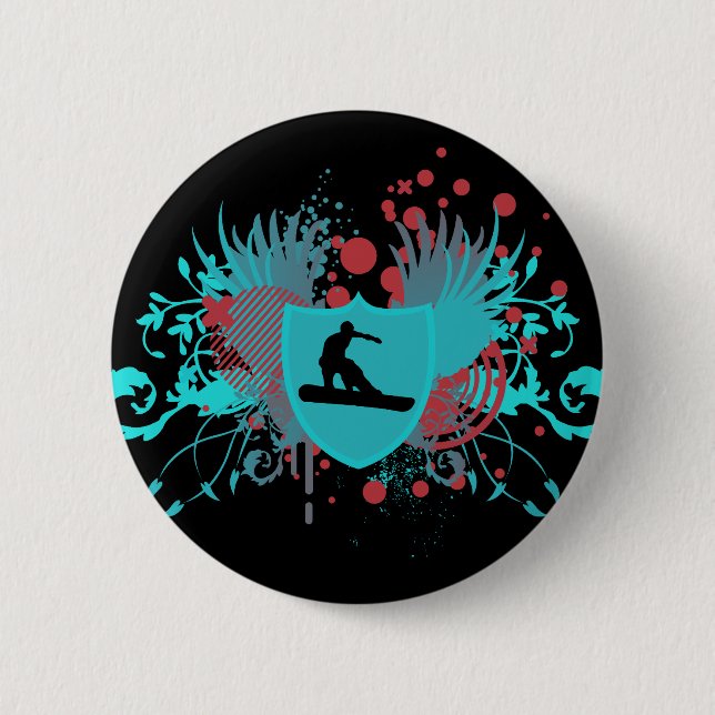 Badge Rond 5 Cm snowboard. hi-fi. v3. (Devant)