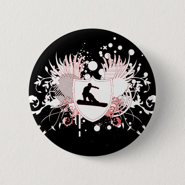 Badge Rond 5 Cm snowboard. hi-fi. v3. (Devant)