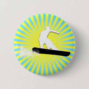 Badge Rond 5 Cm snowboard. piste en poudre.