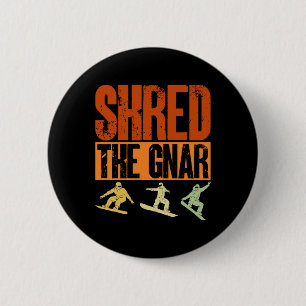 Badge Rond 5 Cm Snowboard Shred The Gnar Ski Winter Mountain Cadea
