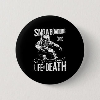 Badge Rond 5 Cm Snowboard Skeleton Snowboarding - Winter Sports Sn