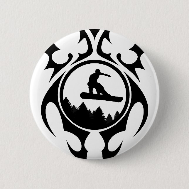 Badge Rond 5 Cm snowboard. tribalz. (Devant)