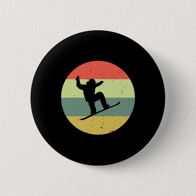 Badge Rond 5 Cm Snowboard Vintage (Devant)