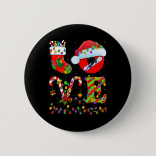 Badge Rond 5 Cm Snowboard Xmas Lighting Père Noël Love Snowboard