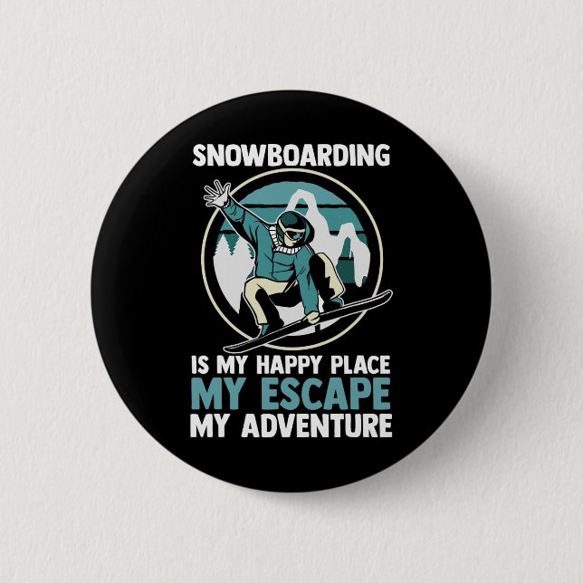 Badge Rond 5 Cm Snowboardeur Snowboard 2 (Devant)
