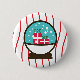 Badge Rond 5 Cm Snowflakes de Noël Snow Presents Snowglobe